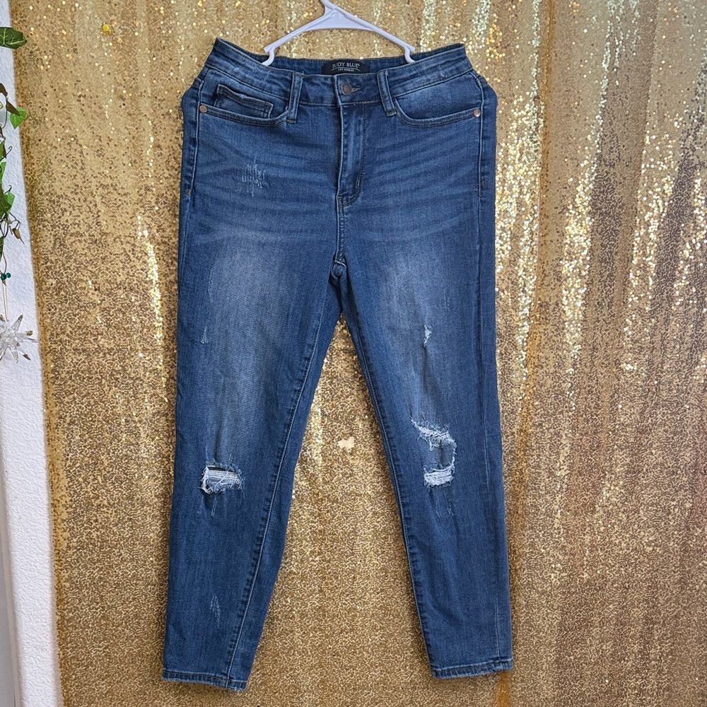 Judy Blue Women's Distressed Blue Skinny Jeans